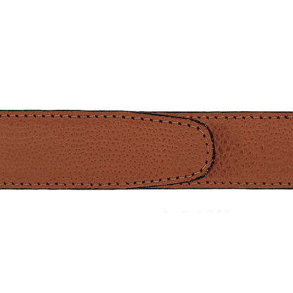 Ceinture 30 mm cuir grainé cognac boucle Côme or
