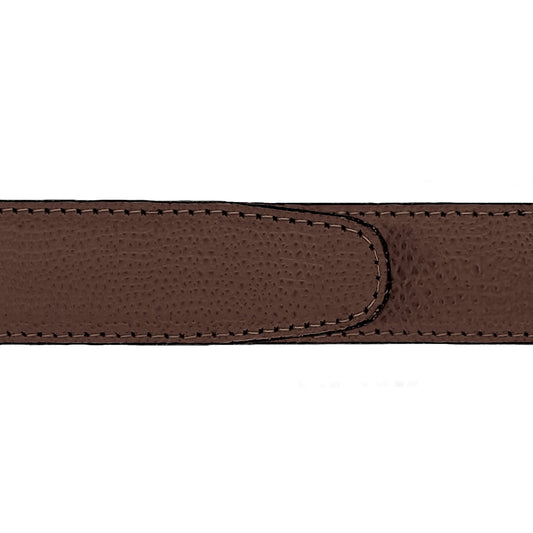 Lanière en cuir grainé marron 30 mm