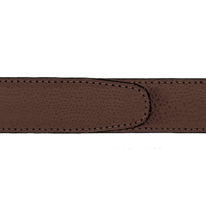 Ceinture 30 mm cuir grainé marron boucle Portofino or