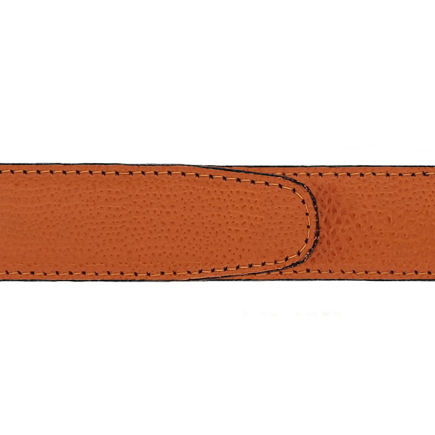 Ceinture 30 mm cuir grainé orange boucle Côme mate