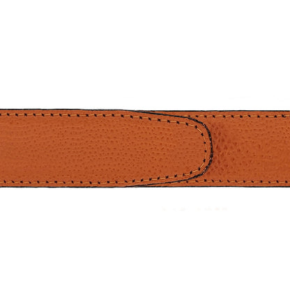 Ceinture 30 mm cuir grainé orange boucle Côme mate