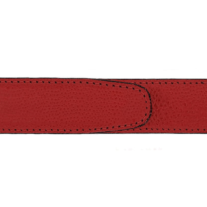 Ceinture 30 mm cuir grainé rouge boucle Côme argent