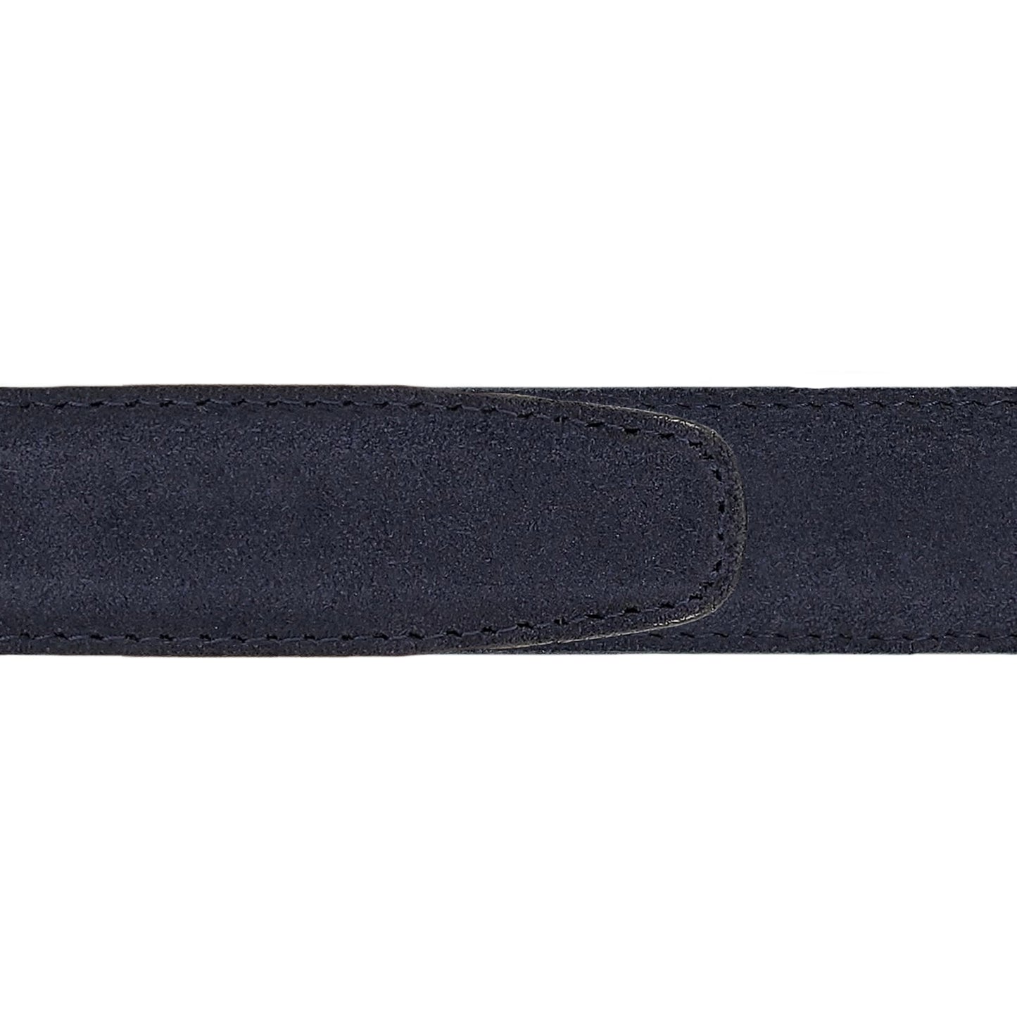 Ceinture 30 mm cuir retourné bleu marine boucle Côme argent