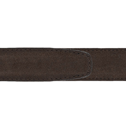Ceinture 30 mm cuir retourné marron boucle Roma or