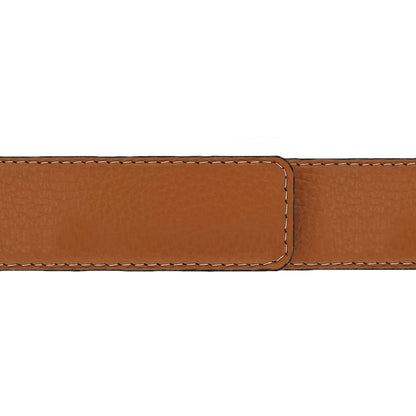 Ceinture 30 mm cuir souple cognac boucle Portofino or