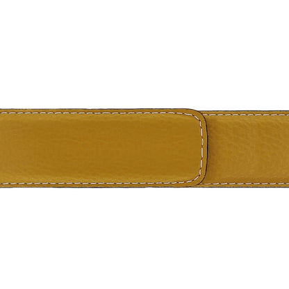 Ceinture 30 mm cuir souple jaune moutarde boucle Portofino or