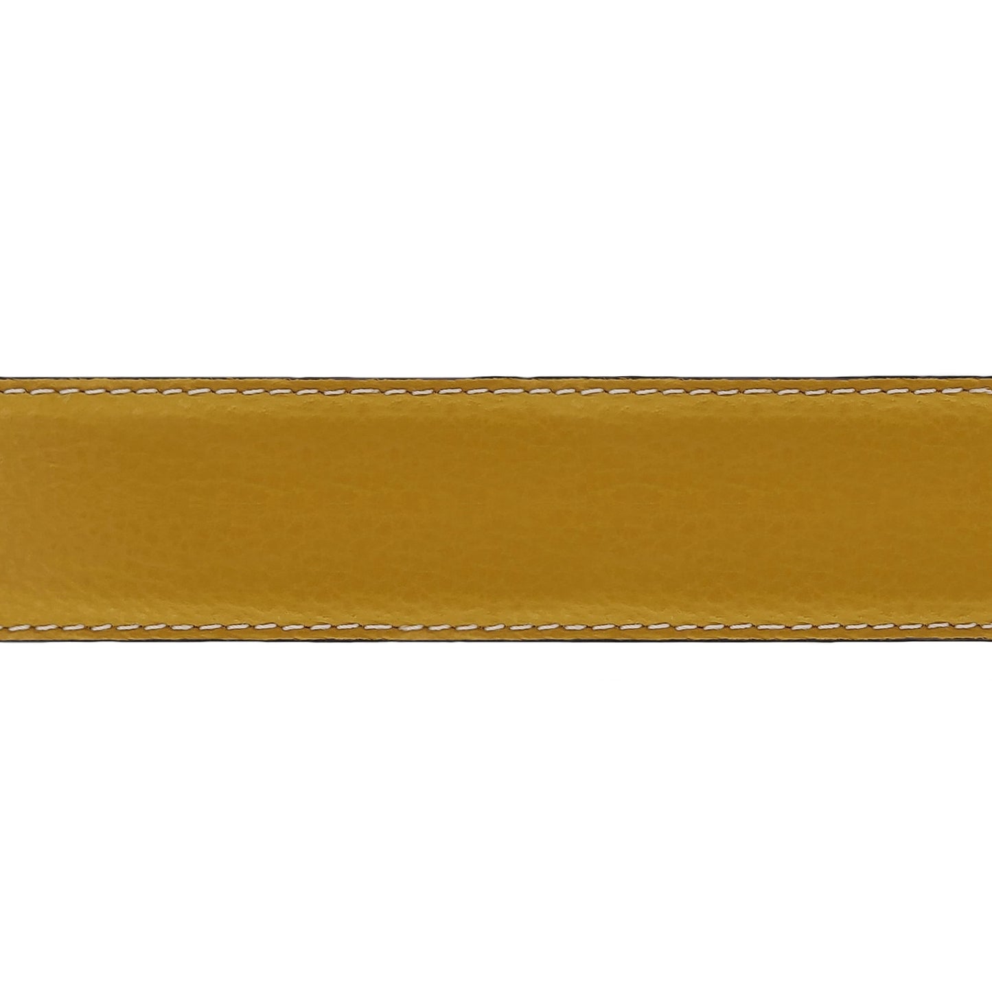 Lanière en cuir souple jaune moutarde 30 mm