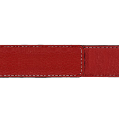 Ceinture 30 mm cuir souple rouge boucle Roma or