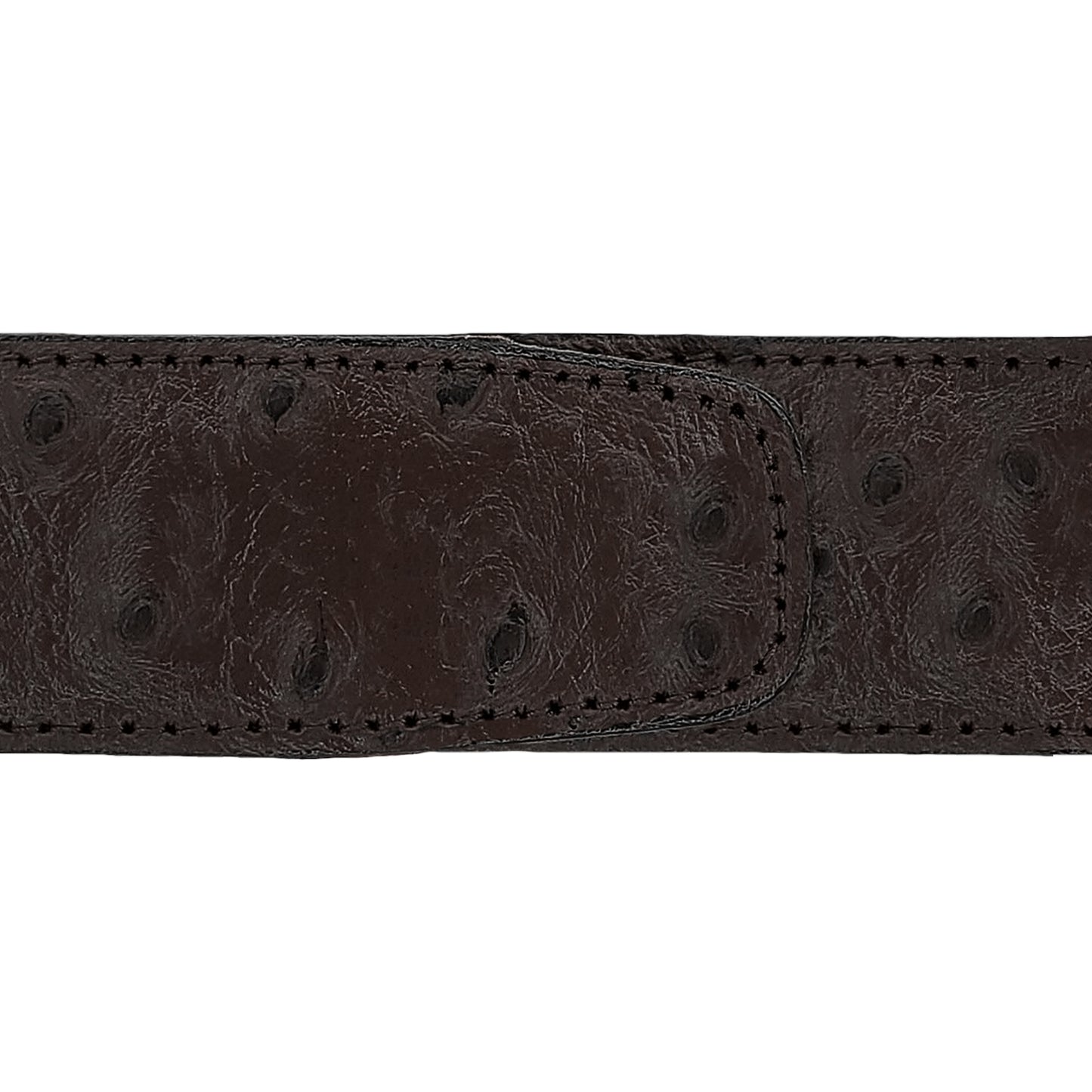 Ceinture 40 mm cuir façon autruche marron boucle Portofino or