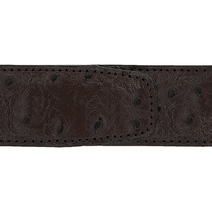 Ceinture 40 mm cuir façon autruche marron boucle Portofino or