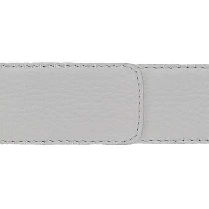 Ceinture 40 mm cuir souple blanc boucle Roma argent