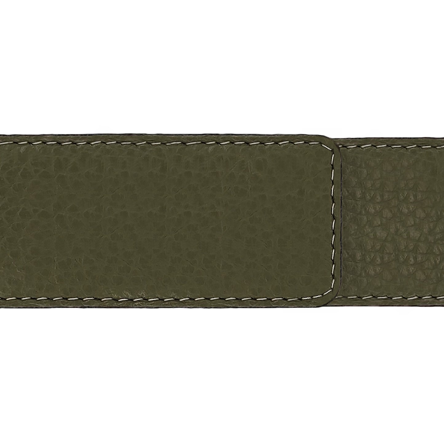 Ceinture 40 mm cuir souple kaki boucle Milano or