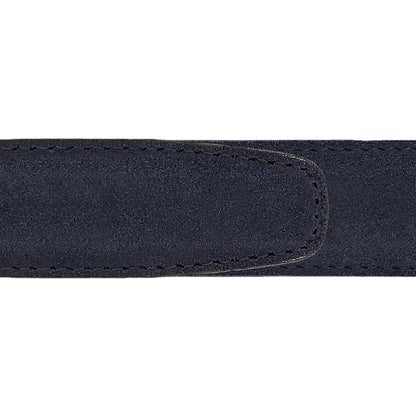 Ceinture 35 mm cuir retourné bleu marine boucle Capri argent