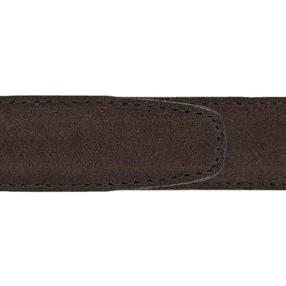 Ceinture 35 mm cuir retourné marron boucle Capri or