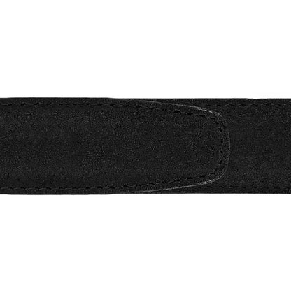 Ceinture 35 mm cuir retourné noir boucle Capri argent