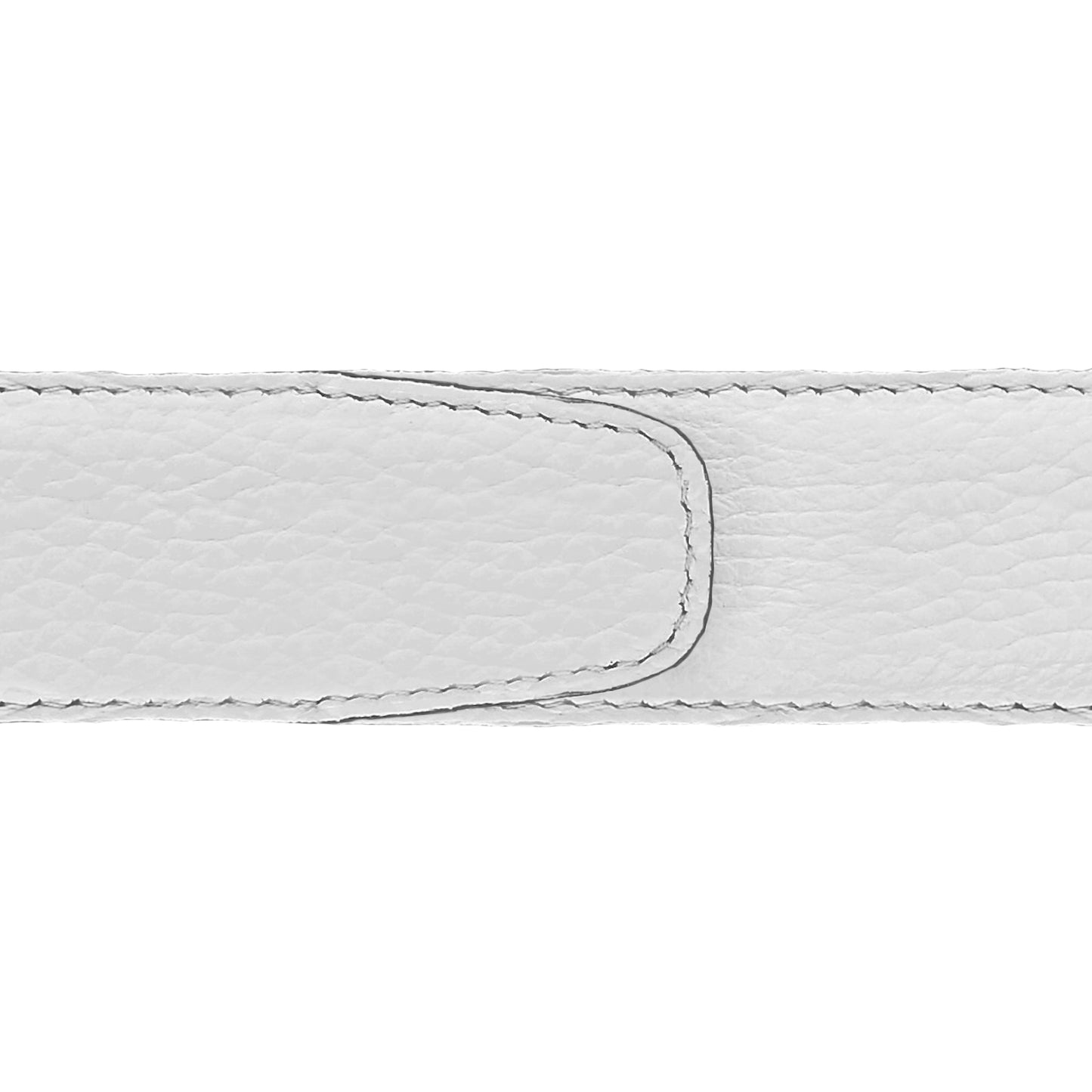 Ceinture 35 mm cuir souple blanc boucle Capri argent