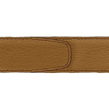 Ceinture 35 mm cuir souple cognac boucle Capri argent