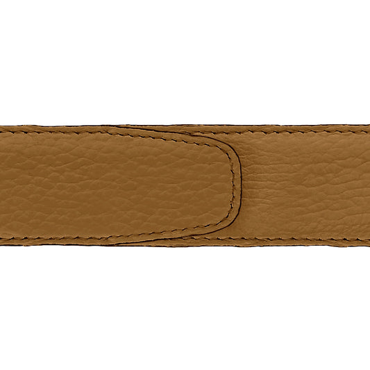 Ceinture 35 mm cuir souple cognac boucle Capri argent