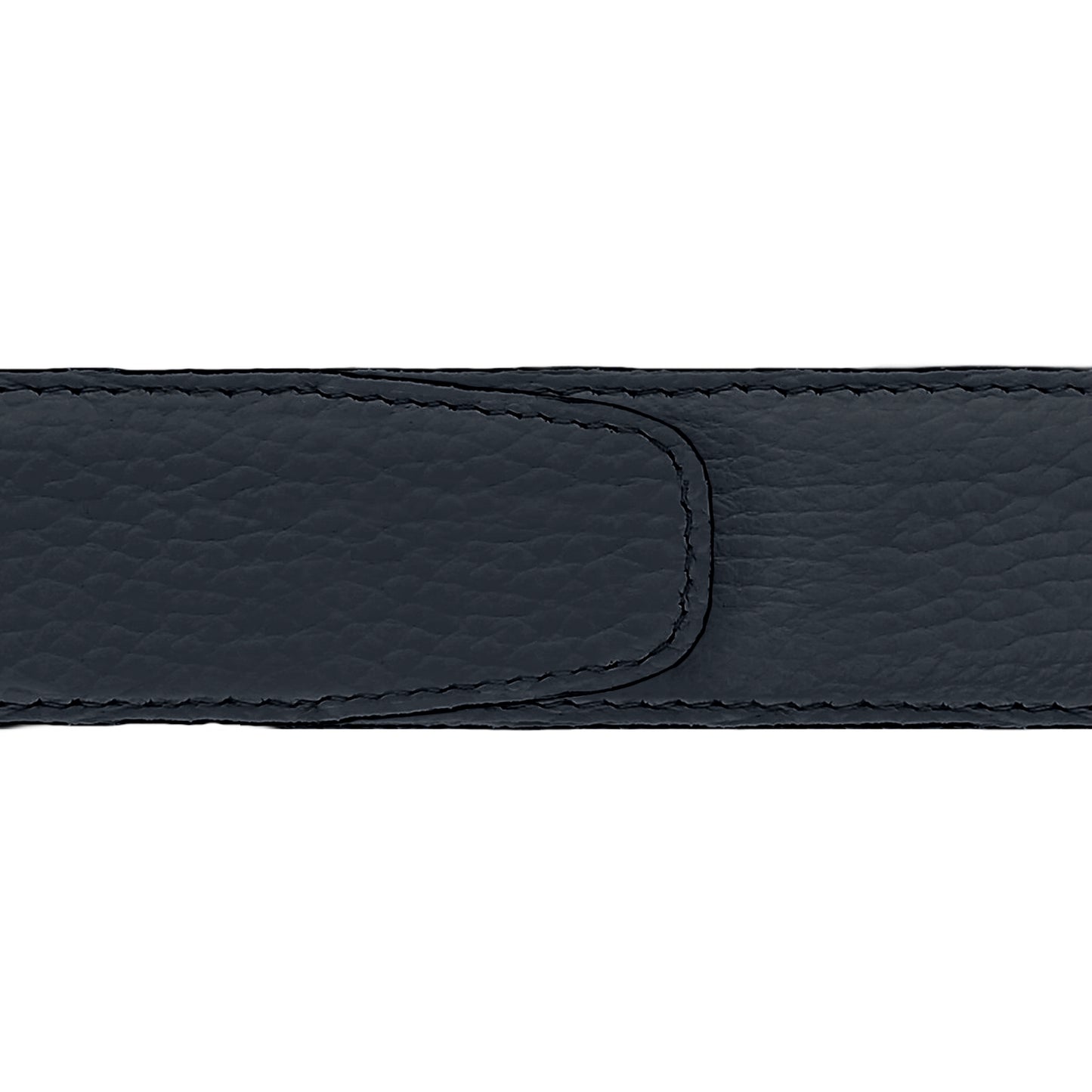 Ceinture 35 mm cuir souple bleu marine boucle Capri argent