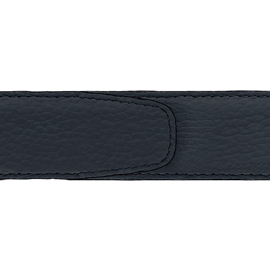 Ceinture 35 mm cuir souple bleu marine boucle Capri or